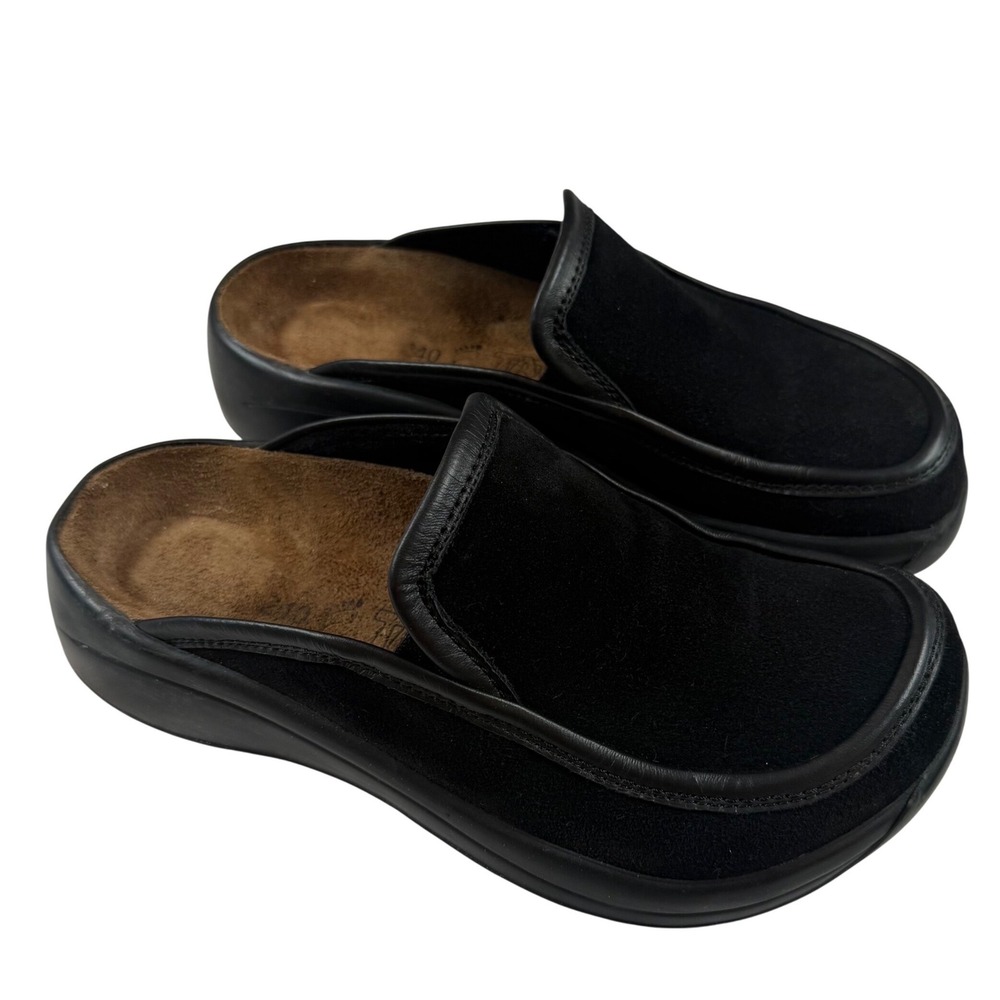 Vtg Birkenstock Tatami Black Suede 245 Slip‎ On Women Clogs Shoes EU 37 US 6-6.5